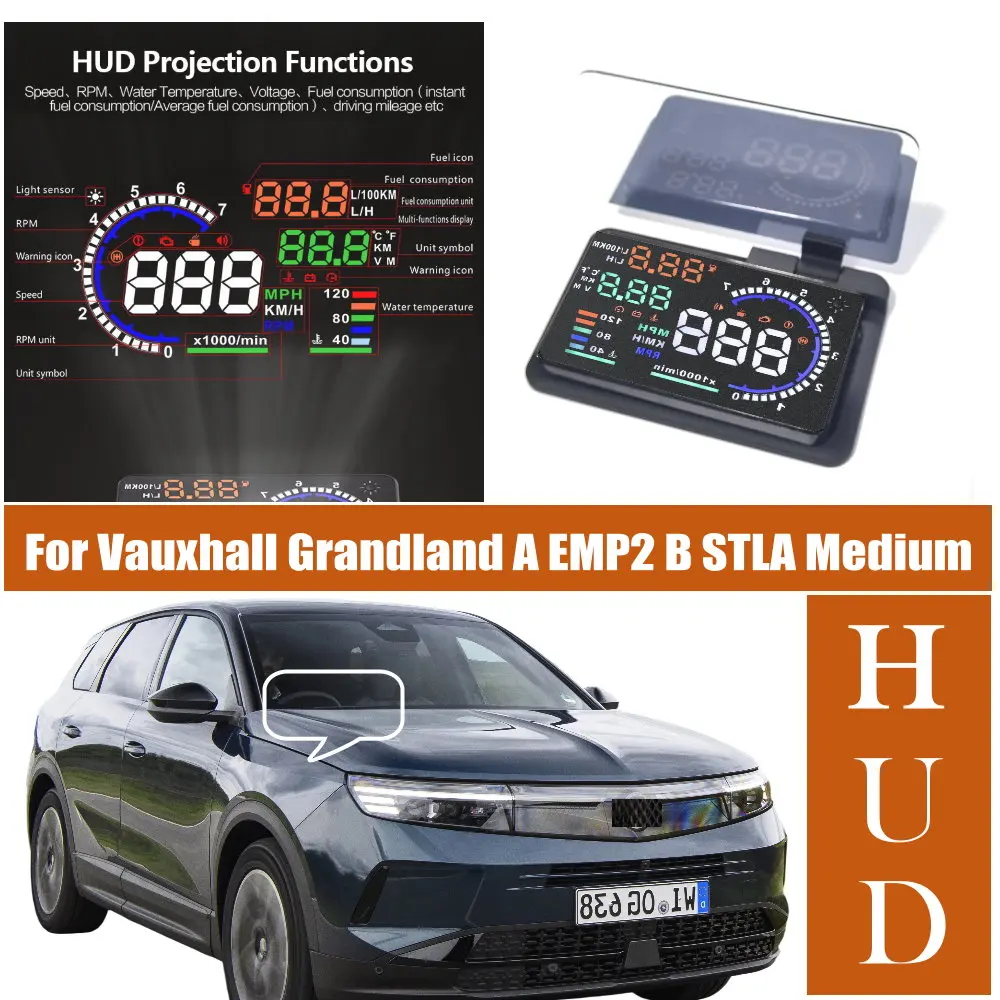 Car HUD Head Up Display LED Windshield Projection For Vaux Vauxhall Grandland A EMP2 2017-2023 B STLA Medium 2024-2026