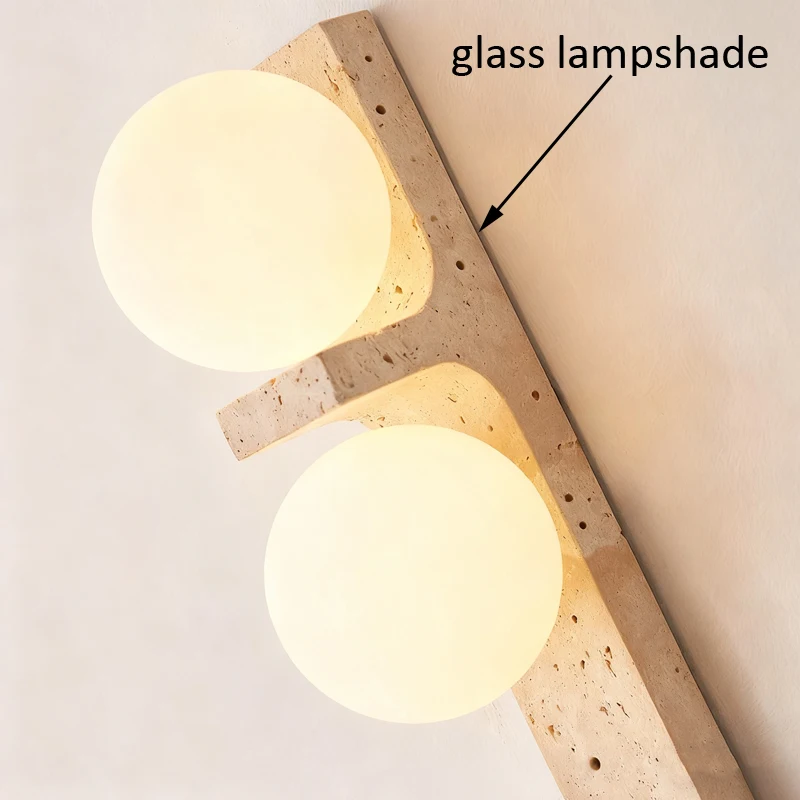 وابي سابي نمط الدرج الأصفر الترافرتين الجدار ضوء غرفة نوم ممر الممر الزجاج الجدار مصباح #6