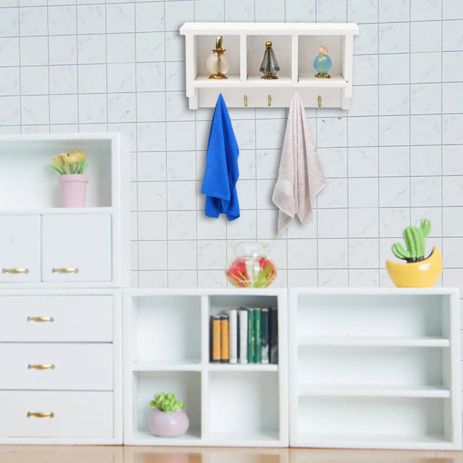 

Миниатюрная деревянная полка-стеллаж для кукольного домика, мебель для хранения, модель для детских игр в масштабе 1:12