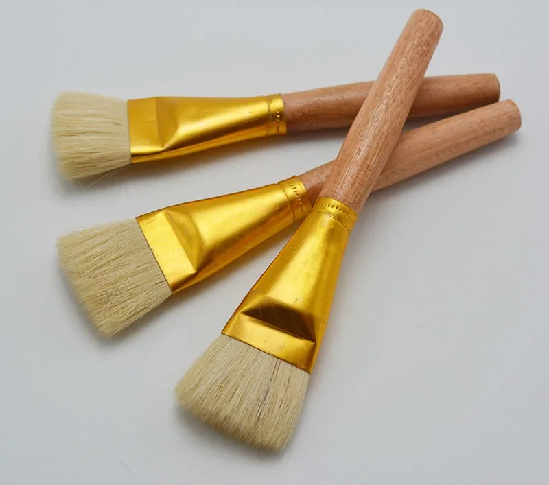3pcs/set short Crude wood rod wool watercolor Acrylic brush pen art supplies oil painting brush children DIY drawing material