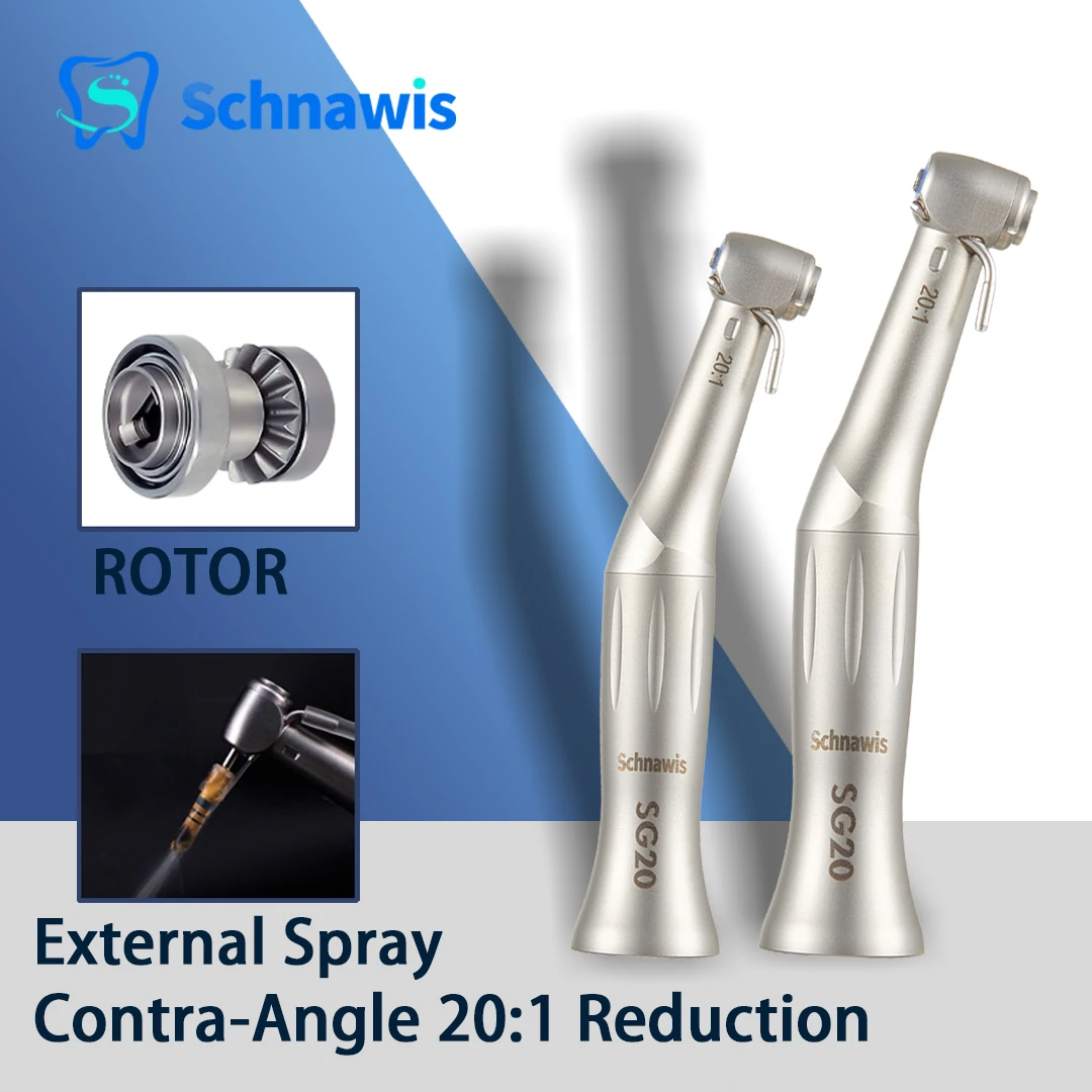 SG20 contraangulo Dental Low Speed Handpiece 20:1 Reduction Implant Surgery Contra Angle Handpiece Air Turbine