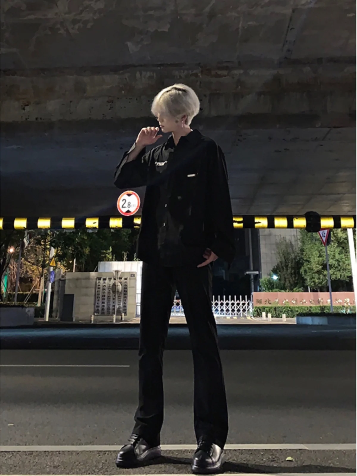 American Vibe Men's Long High Waist Design Sensation West Pants Drapey High-End Feeling Autumn Bell Bot Casual Pants