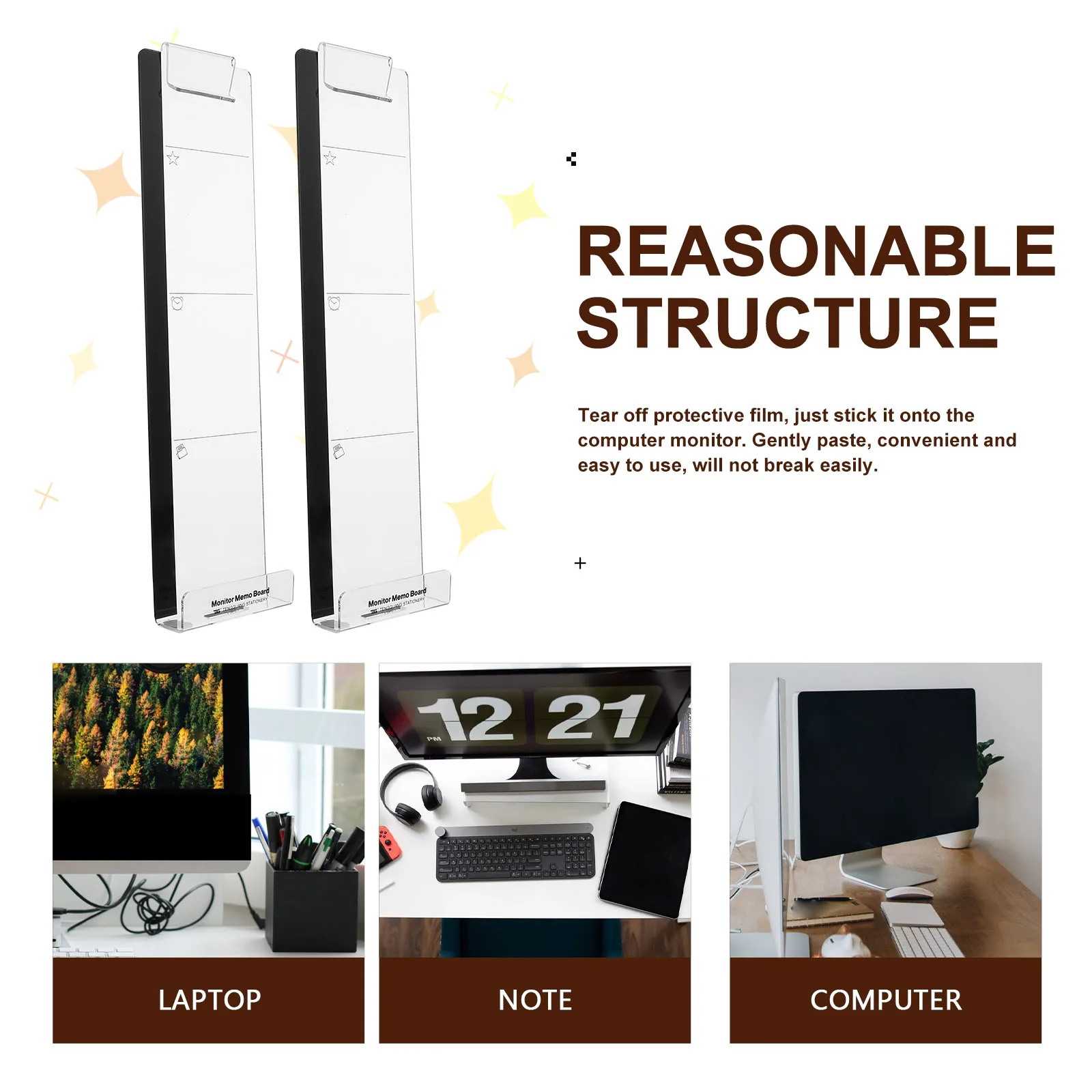 Conjunto de placa de memorando com suporte para telefone, 2 peças, monitor transparente, placa de mensagem para escritório, uso doméstico, mãos livres, observação de filmes