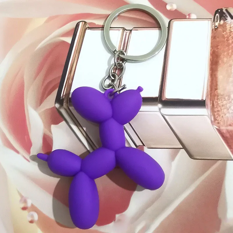 New Fashion Three-Dimensional Cute Balloon Dog Keychain Key Ring Creative Cartoon Mobile Phone Bag Car Pendant Fun Keychain