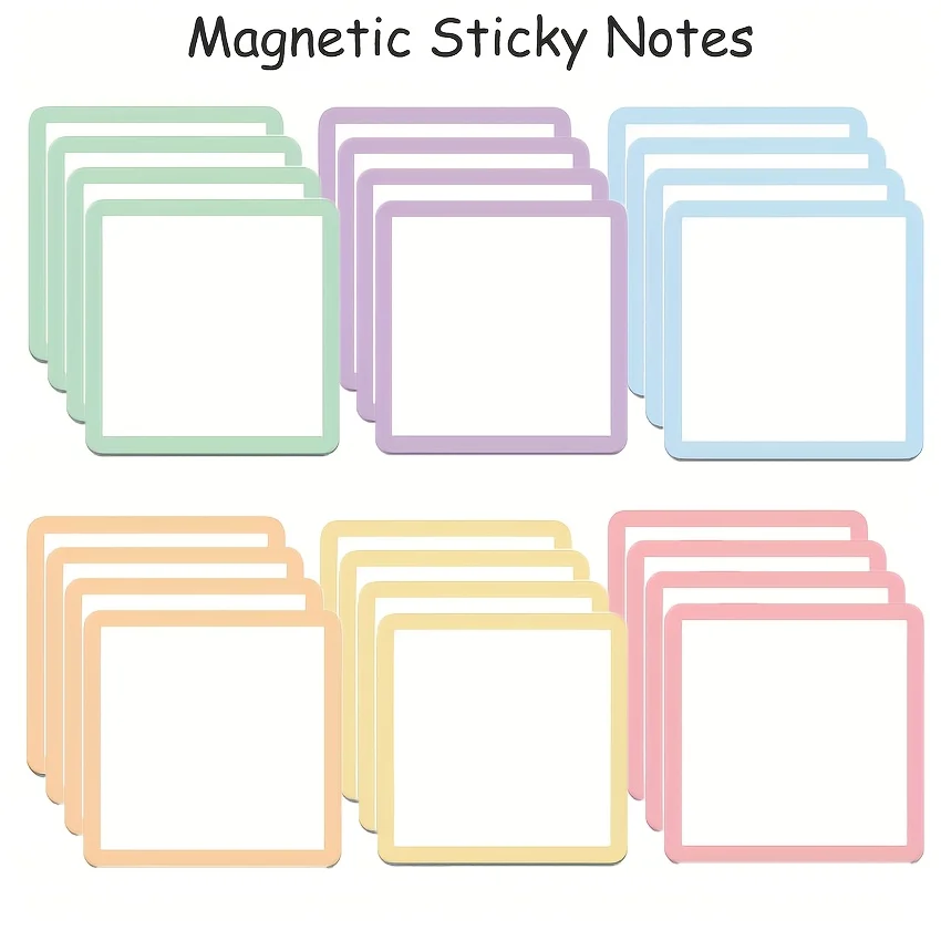 6/12/24 Pcs Reusable Magnetic Sticky Notes Dry Erase Color For Refrigerators Whiteboards Storage Cabinets For Office School Home