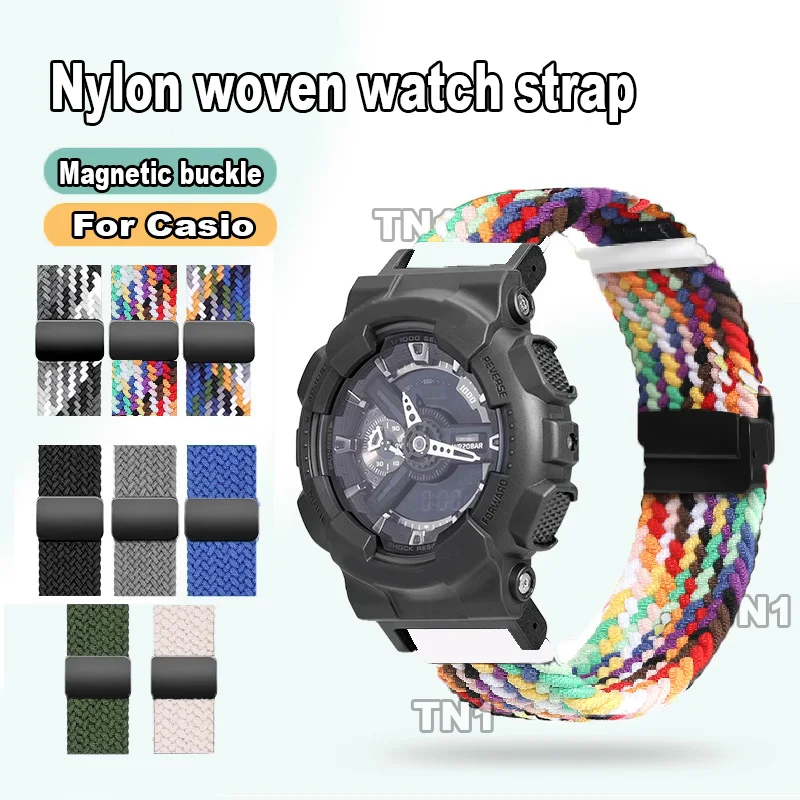 Braided Nylon Watch band For Casio G-SHOCK DW5600 5610 GBX-100 GBA-800 GMA-B800 GMD-B800 GBD GA-800 Magnetic Canvas Watch Strap