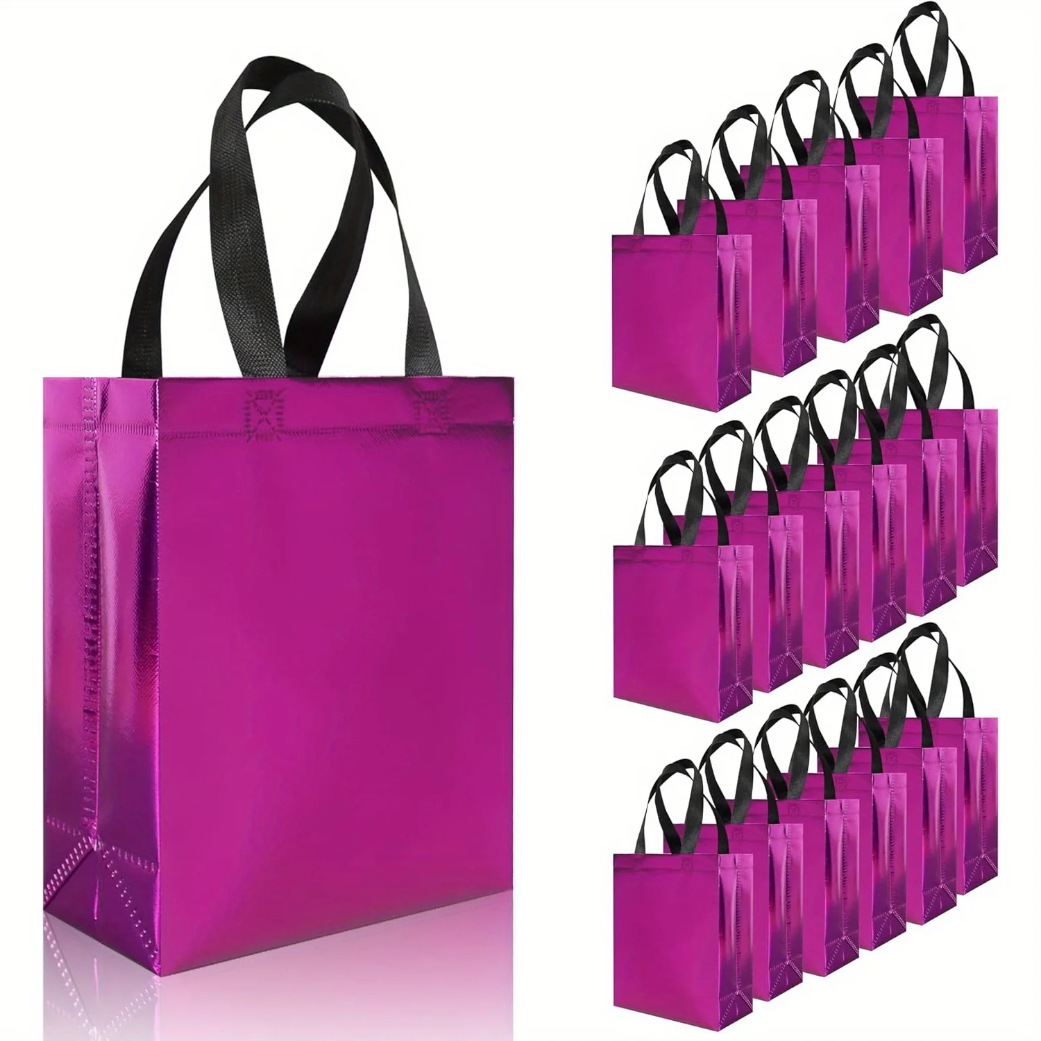 

20pcs Glossy Rose Red Small Gift Bags, Reusable Goodie Bags Bulk with Handle, 7.9 X 3.9 X 9.8 in Non-woven gift Bags