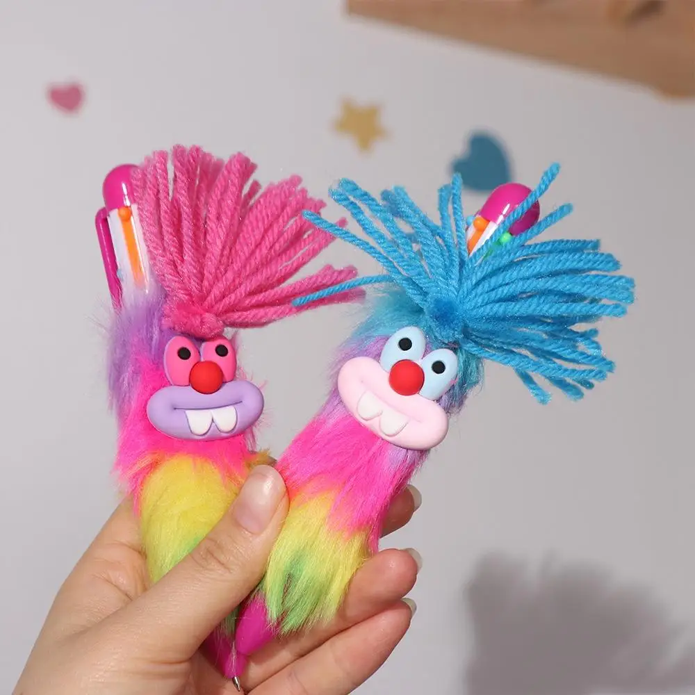 Bucktooth Rabbit Children's Plush Pen Iridescence Handwriting Rainbow Signature Pen Sausage Mouth Neutral Gel Pen