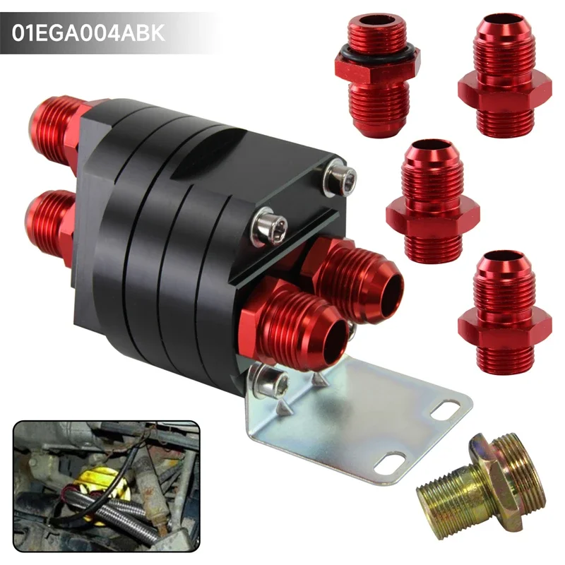 AN10 AN8 Oil Cooler Sandwich Adapter Plate Oil Filter Remote Relocation Block Compatible M20x1.5 3/4-16 UNF Thread Black Red
