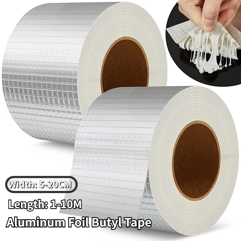 Waterproof Tape High Temperature Resistance Aluminum Foil Thicken Butyl Tape Wall Pool Roof Crack Duct Repair Sealed Self Tape