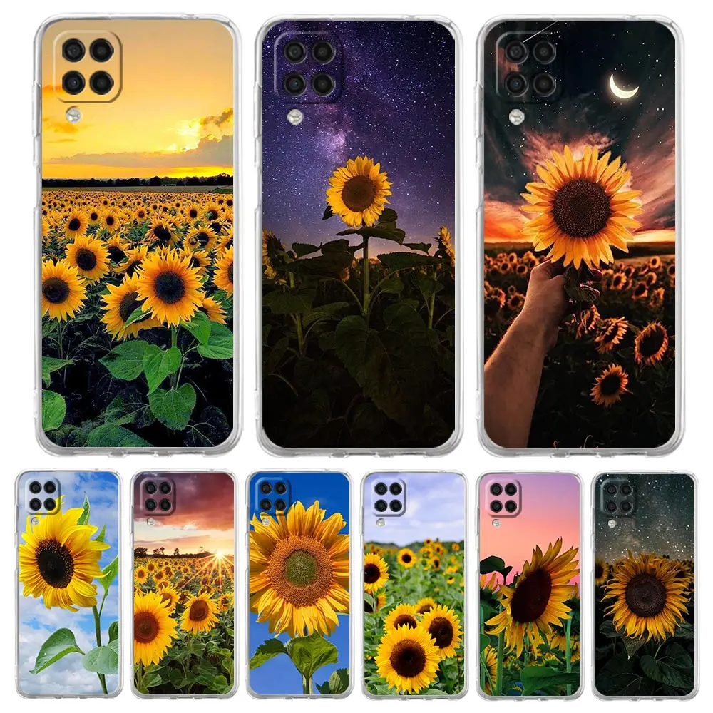 Pretty Sunflower Phone Case For Samsung Galaxy A51 A71 A21S A12 A11 A31 A41 A03S A13 A33 A73 A53 A52 A32 5G A23 Soft Clear Cover