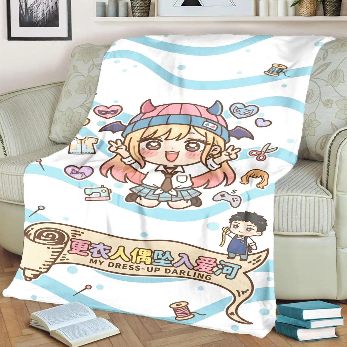 My Dress-Up Darling Print Flannel Blanket Warm for Bedrooms, Beds, Sofas, Chairs, Travel, Picnics Comfortable-kwq150