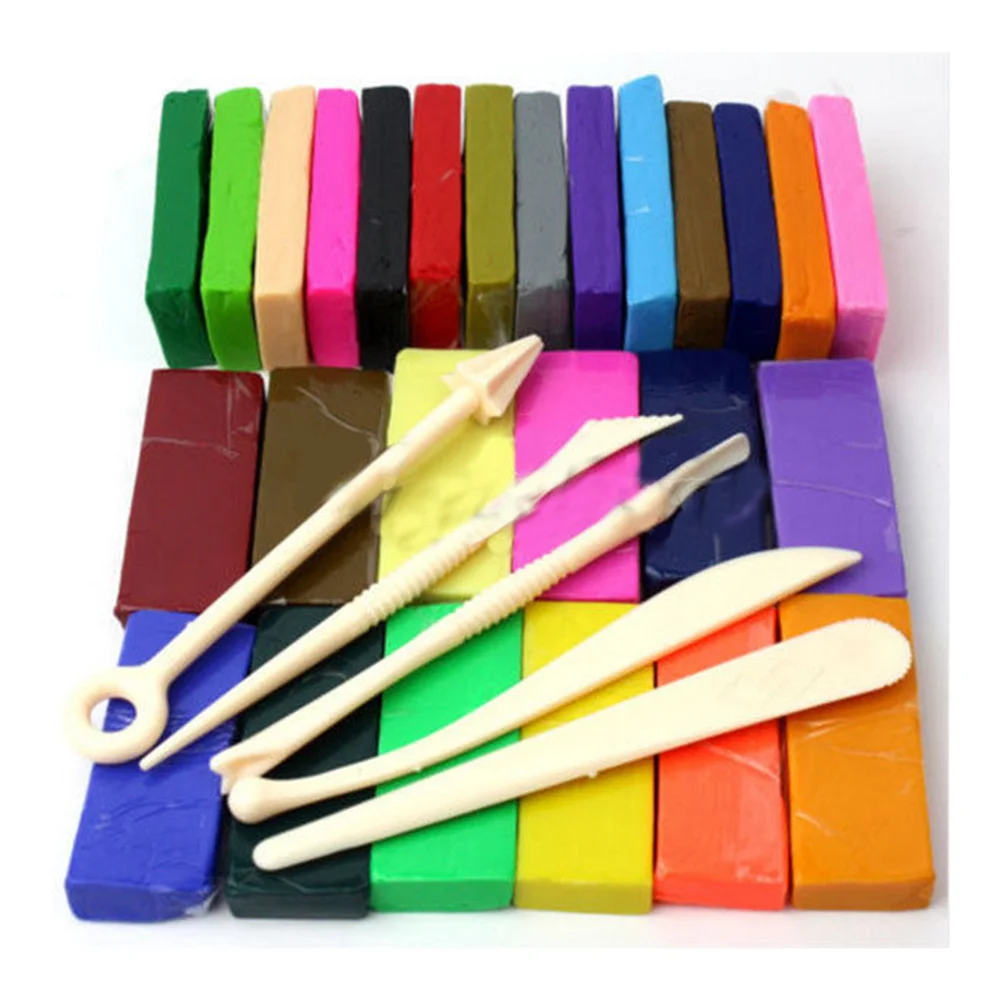 

5pcs 32 Colors Pvc Polymer Clay Block Modeling Tool Set Arts Crafts Diy Toppers Cake Decor Gift Educational Soft
