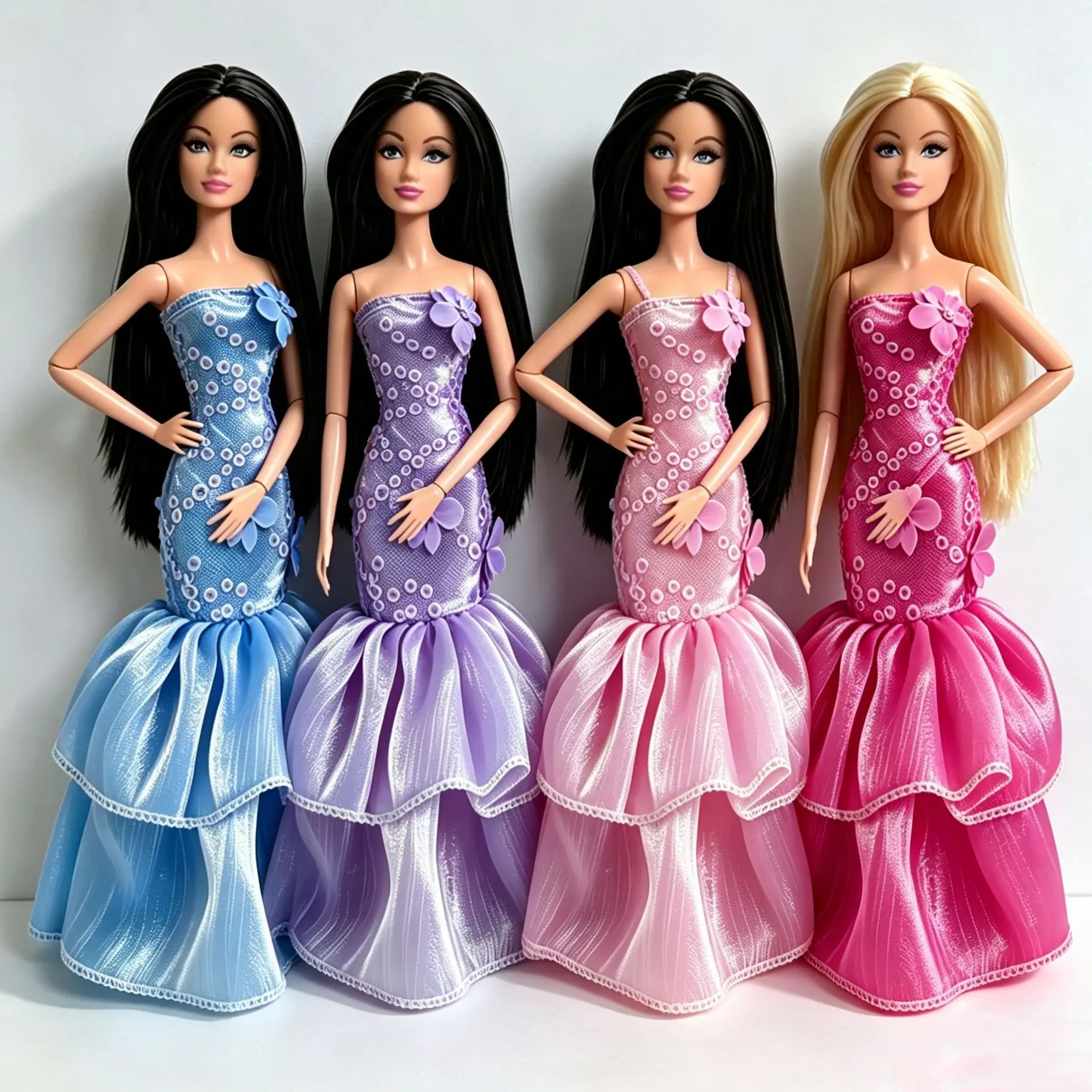 Flower Fairy Dreamy Fishtail Dress Fashion Sequinned Petal Evening Gown For 1/6 FR Babi Supermodel Doll 30cm Doll Clothes Parts