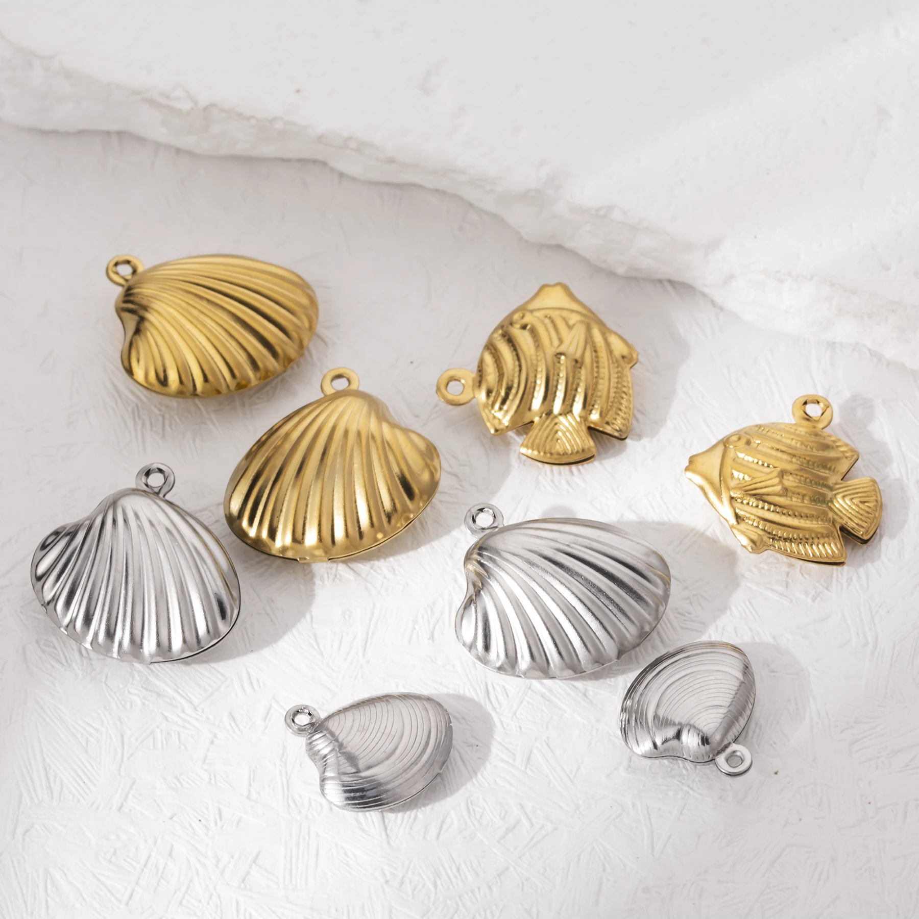 20 Stück/Set Edelstahl Hohlschalen-Fisch-Anhänger Meeres-Tier-Anhänger für DIY-Schmuckherstellung – Detail 7