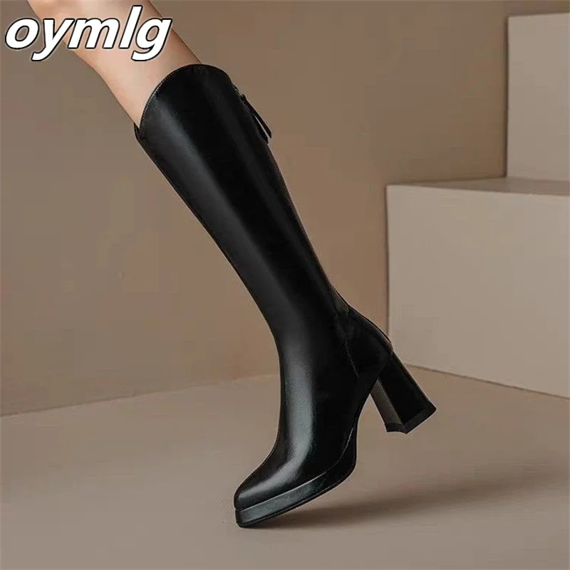 2023 Autumn/Winter New Women's Boots Fashion High Heel Back Zipper Rider Boots Waterproof Platform Fashion Boots