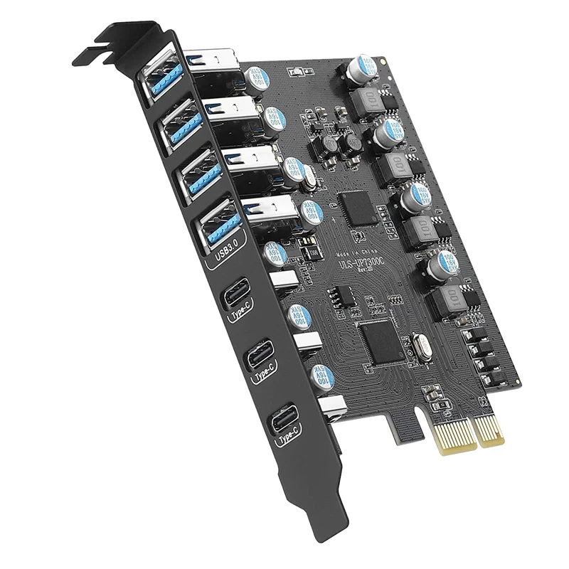 

EF-7 портов Pcie к USB 3.0 Карта расширения PCI Express USB Дополнительная карта для настольных ПК Хост-карта Поддержка Windows 10/8/7/XP
