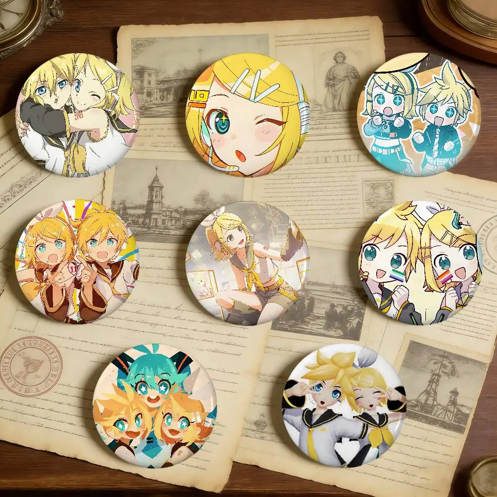 ☆. Kagamine's Matchsing Badges Peripheral Lapel Pins Tinplate Round Brooch For Shoulder Bag Accessories Souvenir Gifts