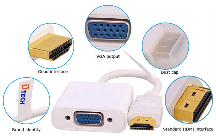 3 STKS DTECH HDMI Male Naar VGA Vrouwelijke Kabel Video Converter Adapter Adapter Ingang HDMI Uitgang VGA