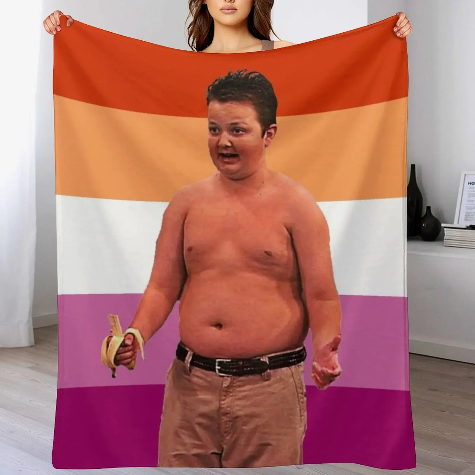 Lesbian Flag Gibby Throw Blanket Cozy Light Blanket for Travel Camping Picnic