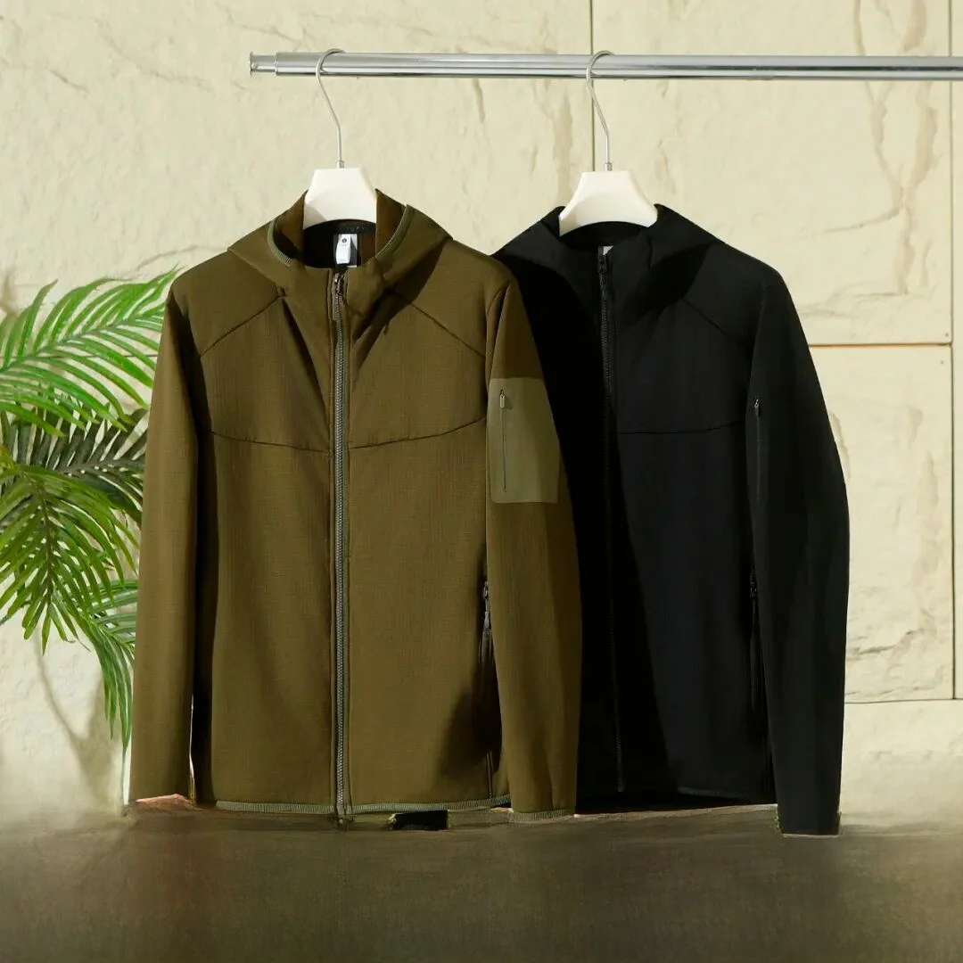 

Lightweight Fce Hooded Jaet Men's Autumn Winter Warmth Function Sle Inteated Velvet Glue ket Zipper Closure Jaet