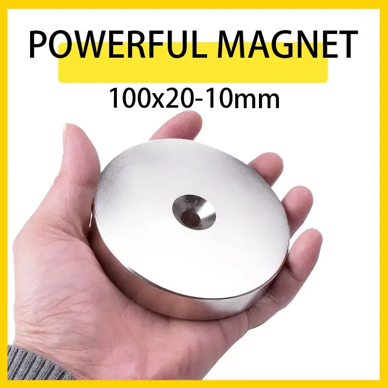 

100x20-10mm Large Round Neodymium Magnet 100mm x 20mm Hole 10mm Super Powerful Strong Permanent Magnet imanes