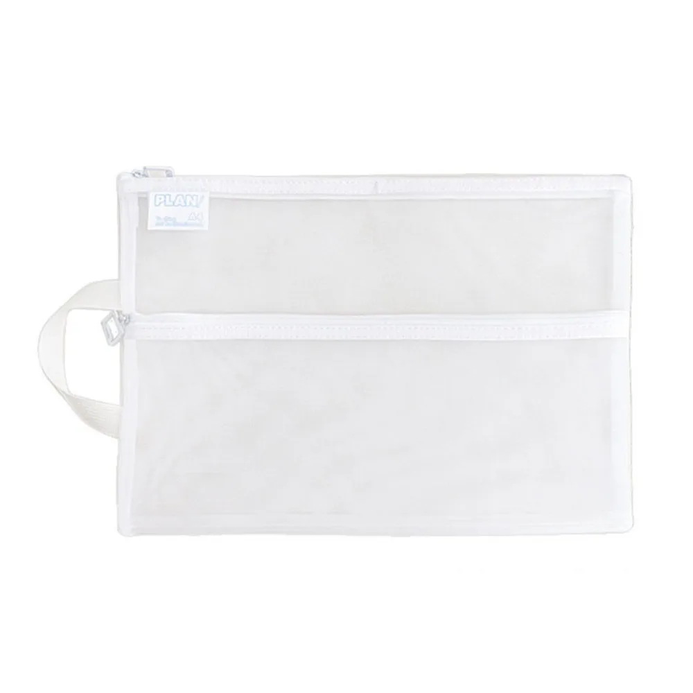 

INS Multifunctional Mesh Zipper Pouch Transparent Large Capacity Test Paper Storage Bag Nylon Solid Color File Pocket Kids