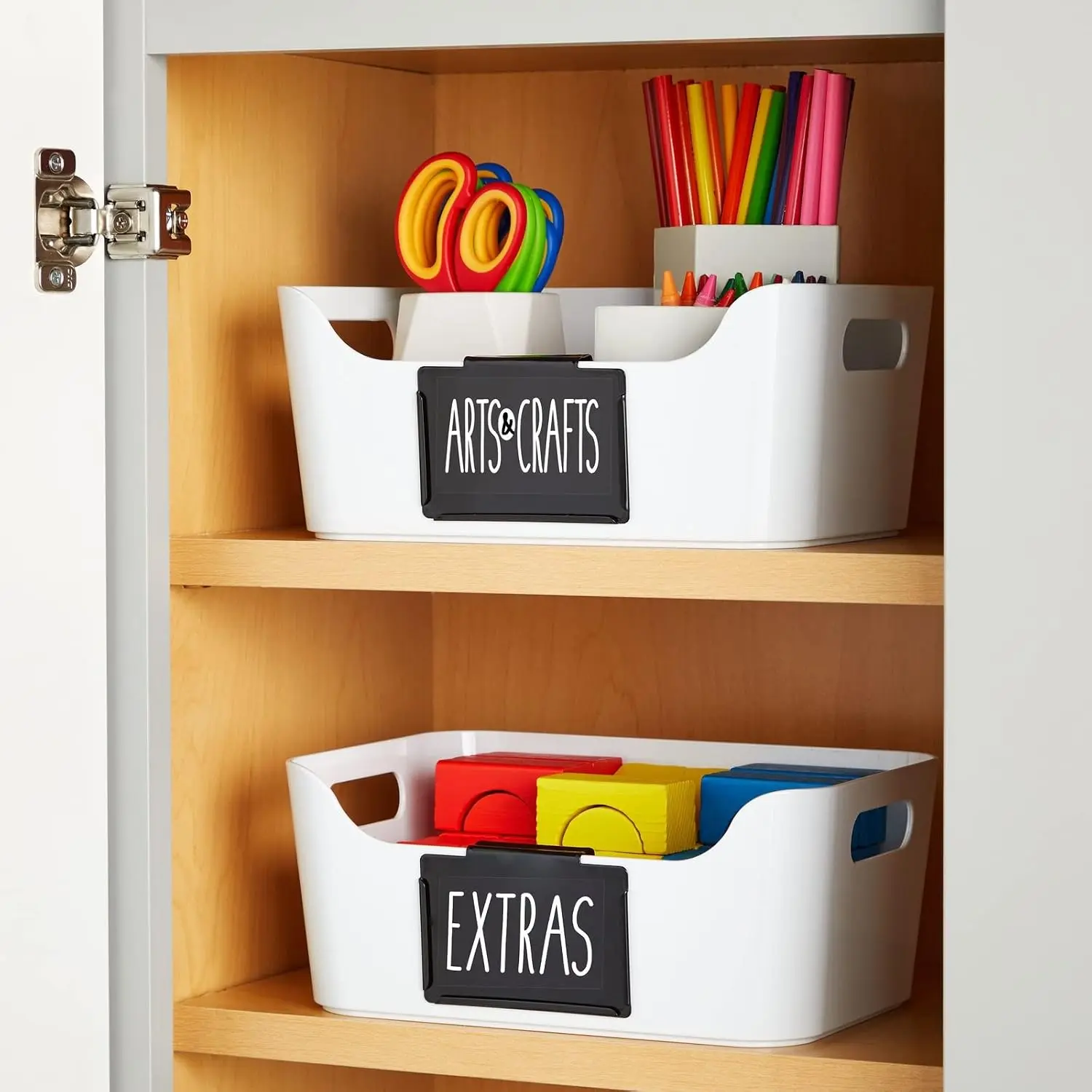 10 Pcs Clip Holders with a White Marker Basket Labels Clip Set for Pantry Organization Box,Bin Clips Labels Tags