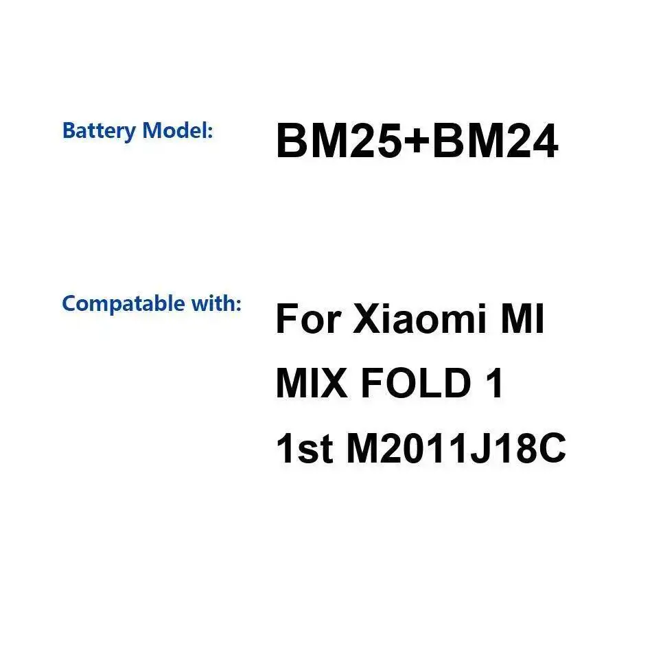 

Стабильный аккумулятор мобильного телефона BM25 + BM24 для Xiaomi MI Mix Fold 1 1St M2011J18C 2460 мАч 2560 мАч