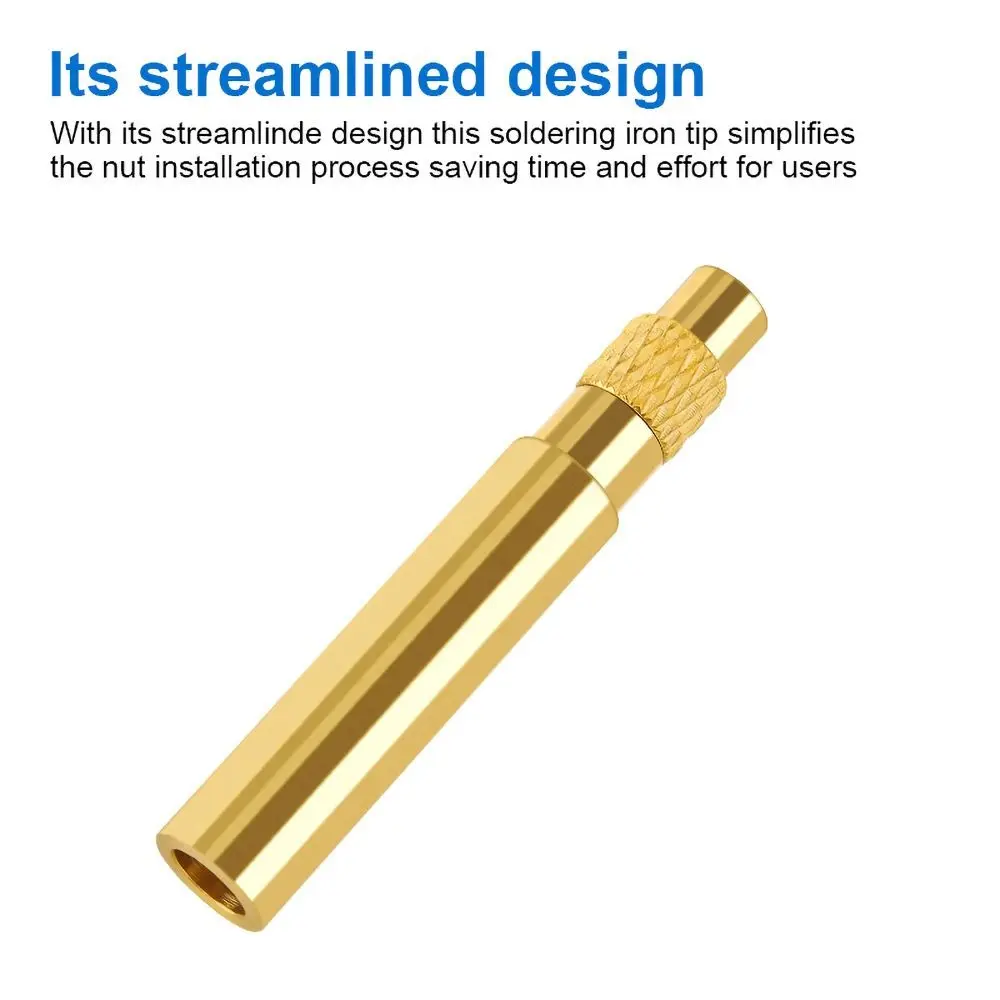 1Set Universal 936 T12 Soldering Iron Tip Brass M2-M8 Heat Insert Nut Tip Hot Nut with Adapter Internal/External Thread Head