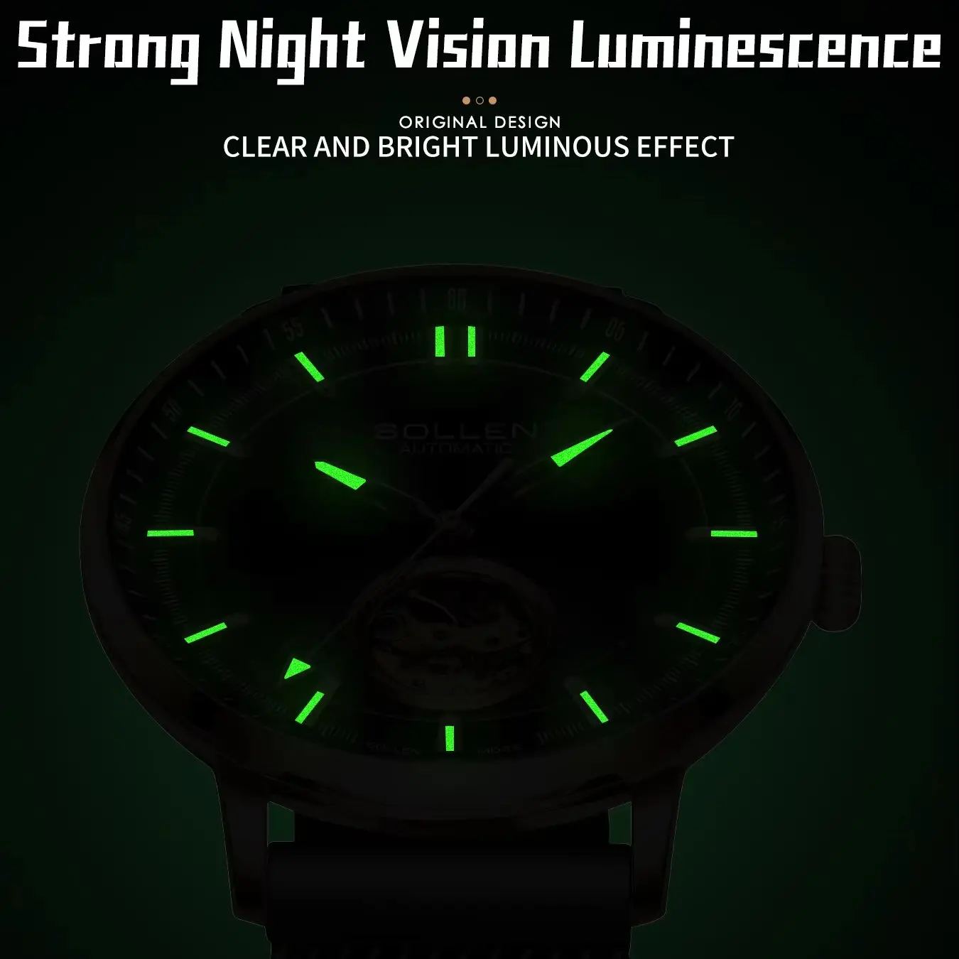 SOLLE watch for men, fully automatic mechanical watch, waterproof night light watch, gift for boyfriend\'s birthday, Nishit