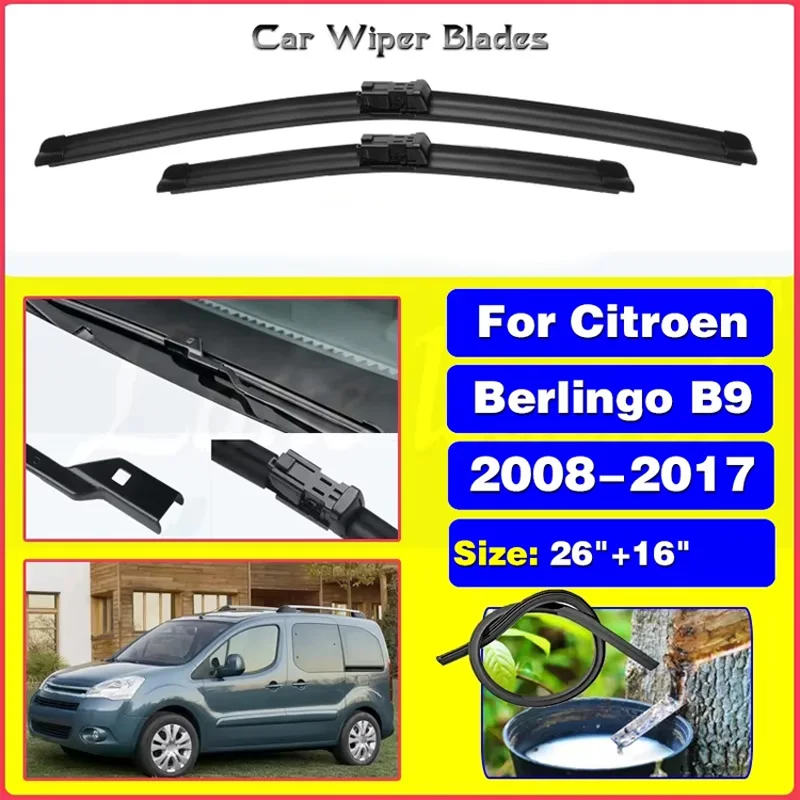 

Wiper Front Wiper Blades Set For Citroen Berlingo B9 2008-2017 2009 2010 2011 2012 2013 Windshield Windscreen 26"16"