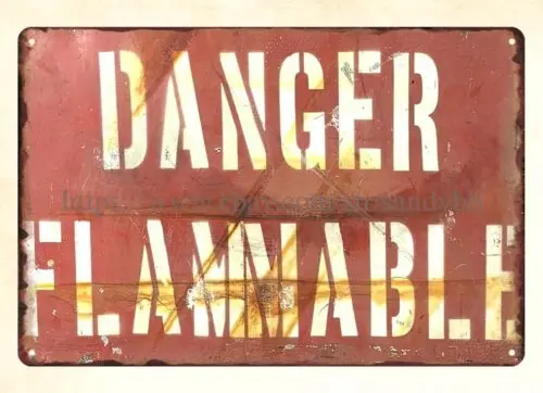 Danger Flammable metal tin sign unique wall decor