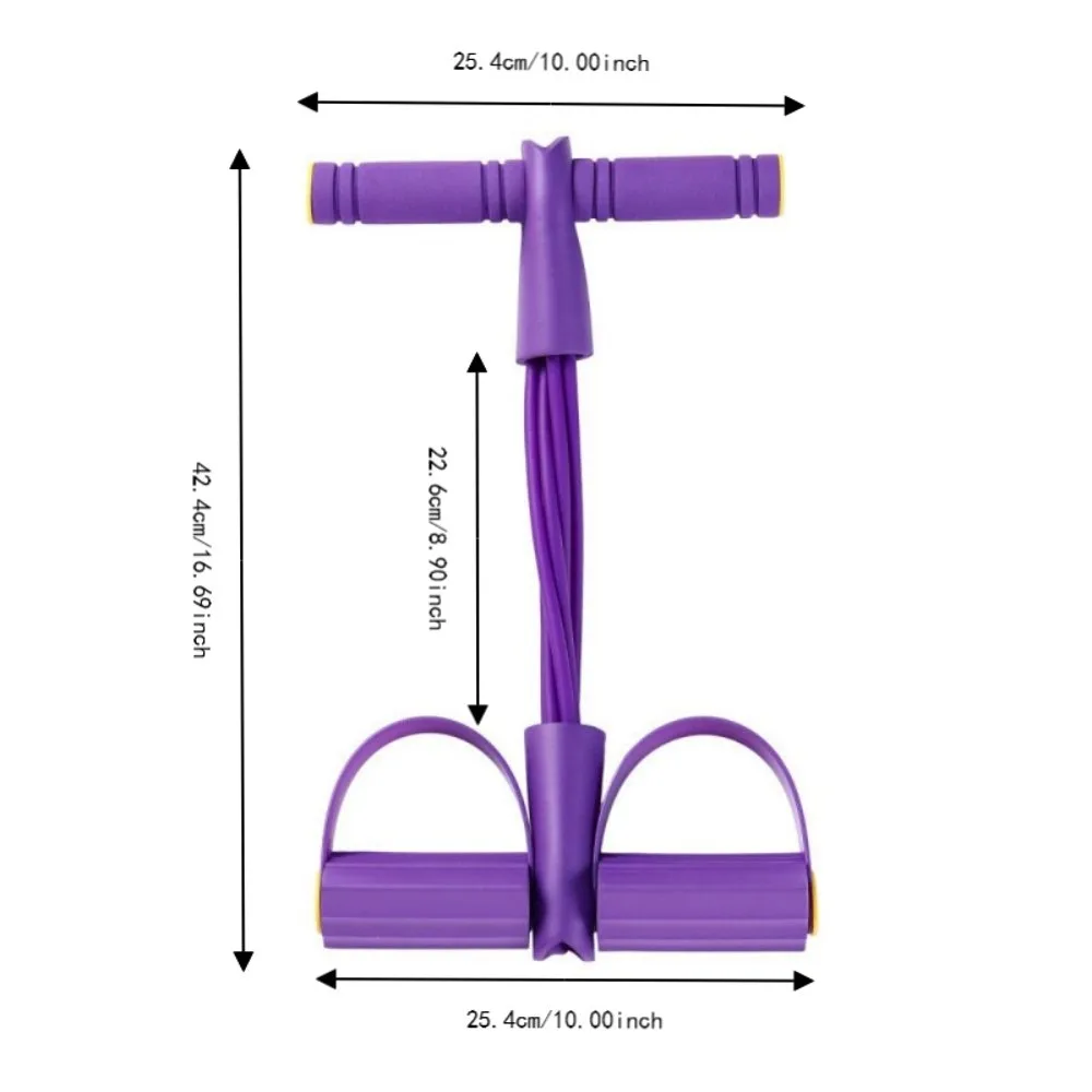 2PCS 4 Tube Pedal Resistance Band T Handle Dual Foot Pedals Resistance Band Trainer 6 Tube ABS Sit up Trainer Core Training