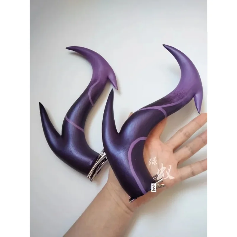 Anime The Dragon Prince Aaravos Cosplay Purple Head Clip Horns Headwear For Women men Halloween Party Props Costume Accessories