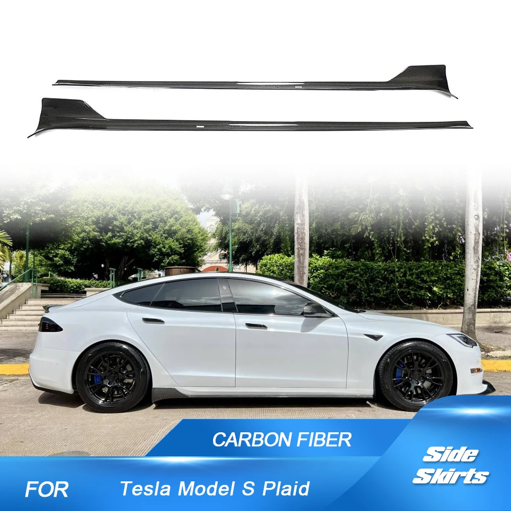 

Car Side Skirts Extenion Lips Aprons for Tesla Model S Plaid Sedan 4-Door 2021-2023 Side Extension Lip Spoiler Carbon Fiber