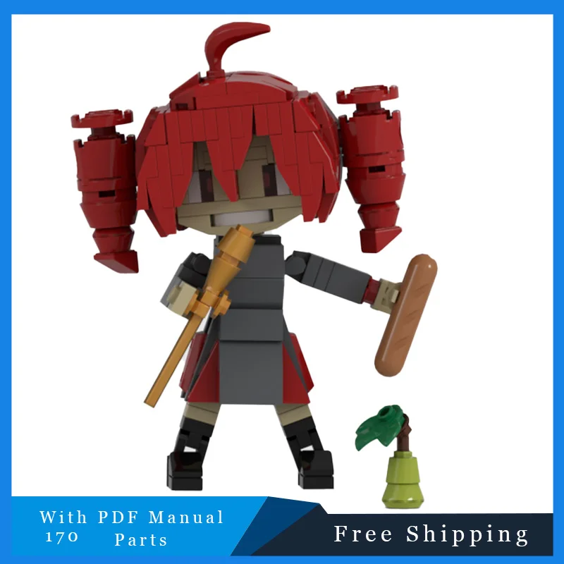 

170 PCS Famous Anime Characters Red Hair Cute Brickheadz Modular Building Block Model Adults Assembly Display Toy Festival Gift