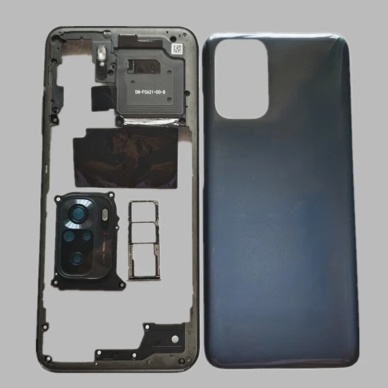 Full Housing for Xiaomi Redmi Note 10S Back Battery Cover Rear Case Middle Frame + Volume Button + Camera Glass + Sim Tray