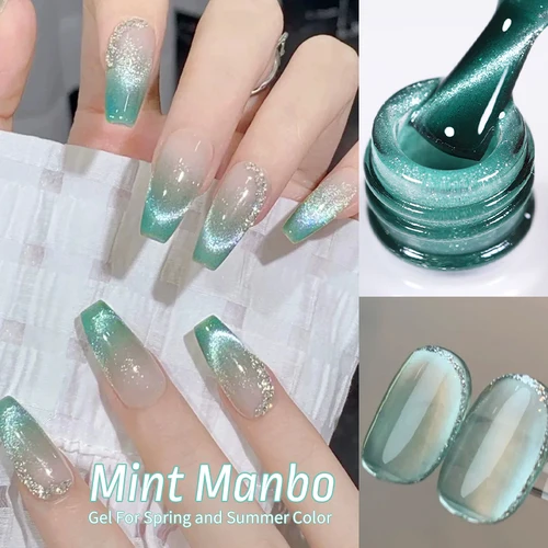 BORN PRETTY Color verde menta gato esmalte de uñas de Gel magnético brillo brillante Gel semipermanente 10ml para manicura de verano DIY