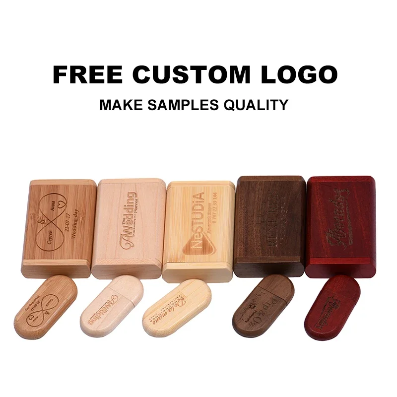 5 Pcs/Lot Maple Wood USB Flash Drives Free Logo Photography Wooden Gift Pen Drive Real Capacity Memory Stick 64GB/32G/16G U Disk