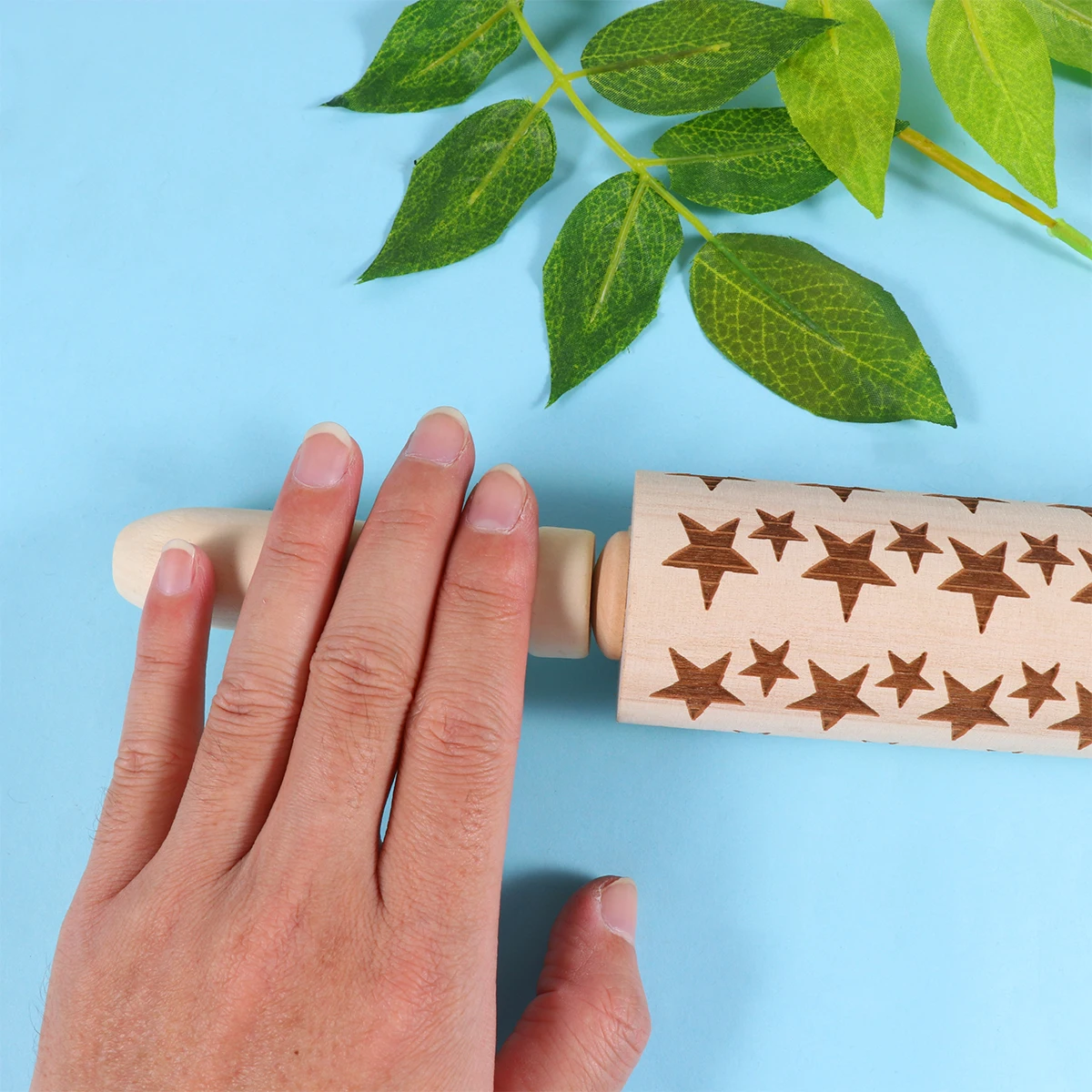 

Printed Carving Stick Embossing Rolling Pin for Baking Dough Roller Christmas Sticks Bamboo Tools Grip