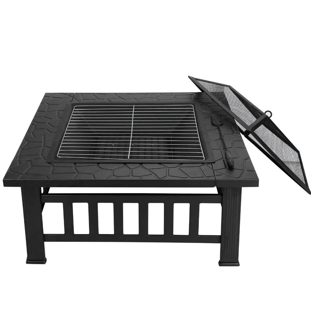 Round Outdoor Portable Fire Pit Table   Lid,Cover