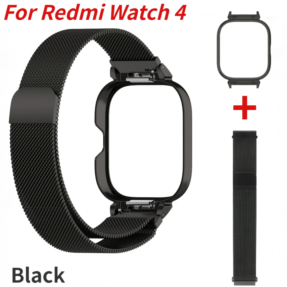 

Metal Strap+Case for Redmi Watch 4 Milanese Loop Bracelet Correa for Redmi Watch 4 Stainless Steel Protective Shell Accessories