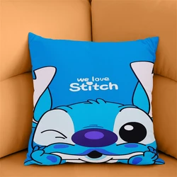 Nowy projekt Cartoon Stitch poszewka na poduszkę Lilo & Stitch poszewka na poduszkę Anime Kawaii poszewka na poduszkę dekoracja wnętrz prezent na boże narodzenie 45x45cm