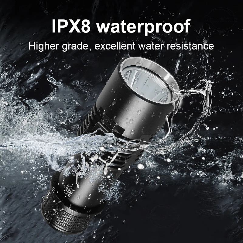 XHP170 IPX8 Diving Flashlights Professional High Power LED Rechargeable Swimming Light Torch Powerful Sea Diving Lantern