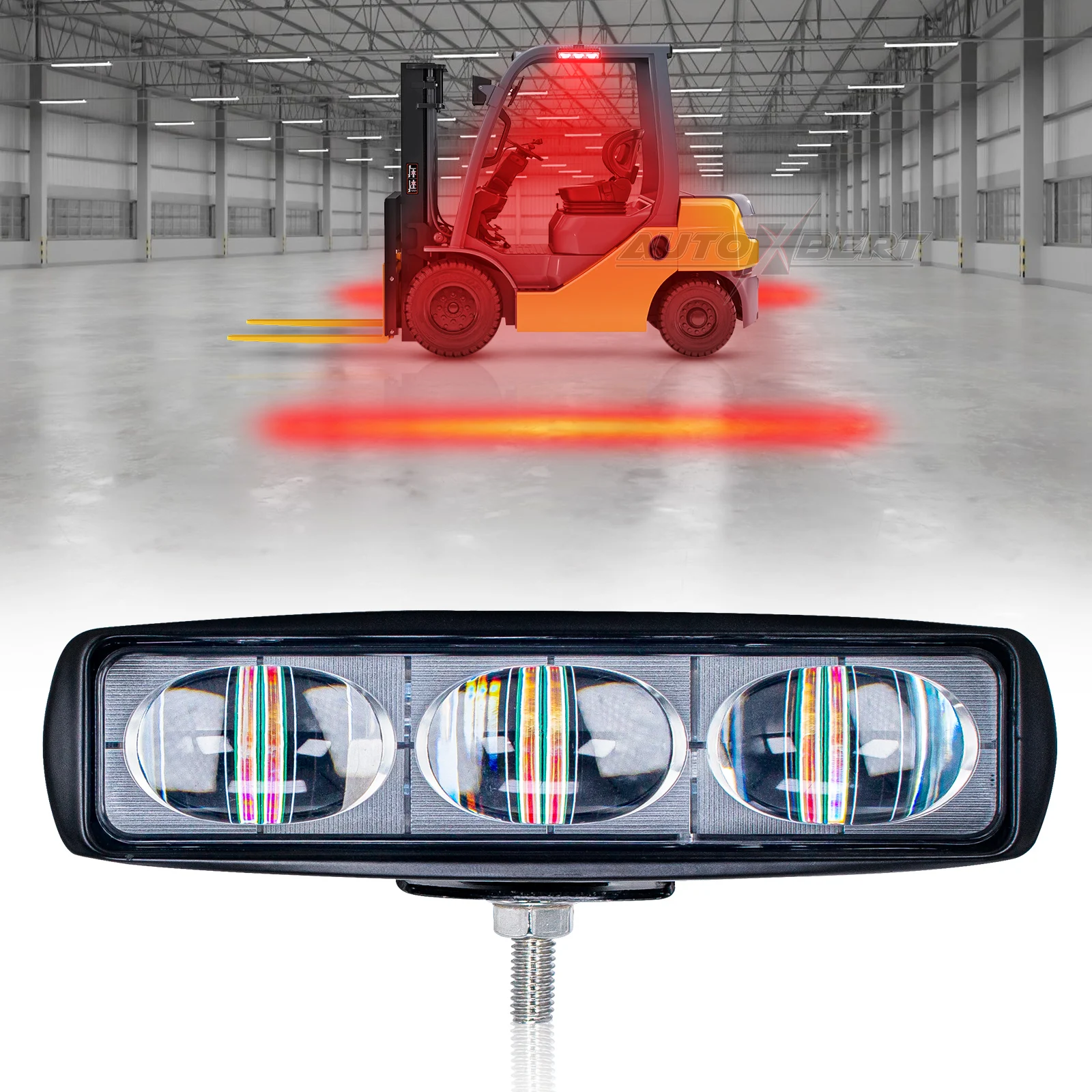 IP68 Red Forklift Truck Trailer LED Light Straight Beam Safety Warning Working Spot Lamp Indicator Pedestrian Warehouse 12V-100V