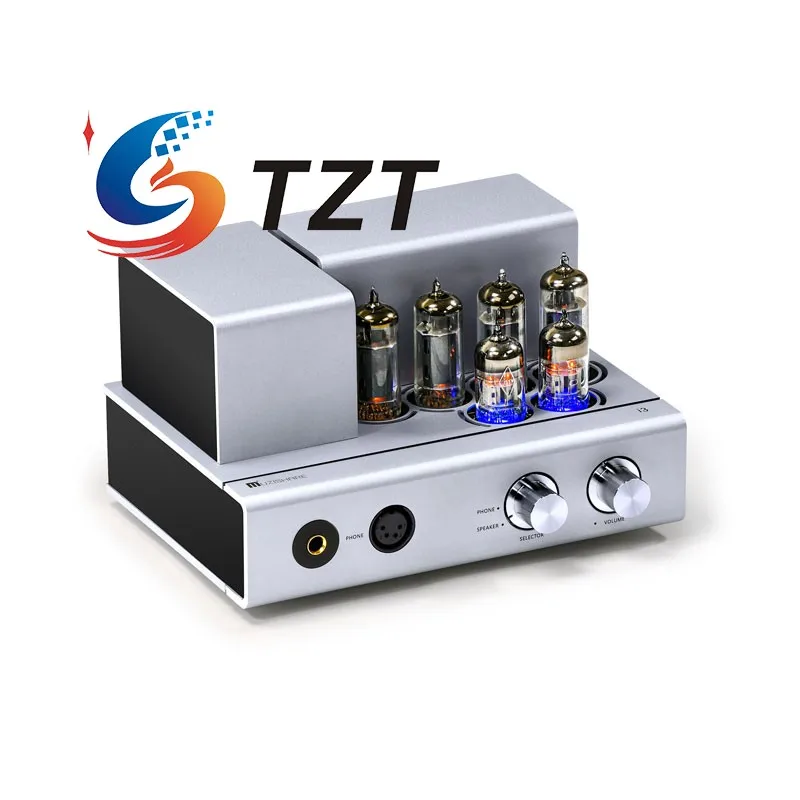 TZT Silvery/Black i3 2x6H2N-EB + 6P1 Vacuum Tube Power Amplifier Bluetooth Lossless Transmission Headphone Amplifier