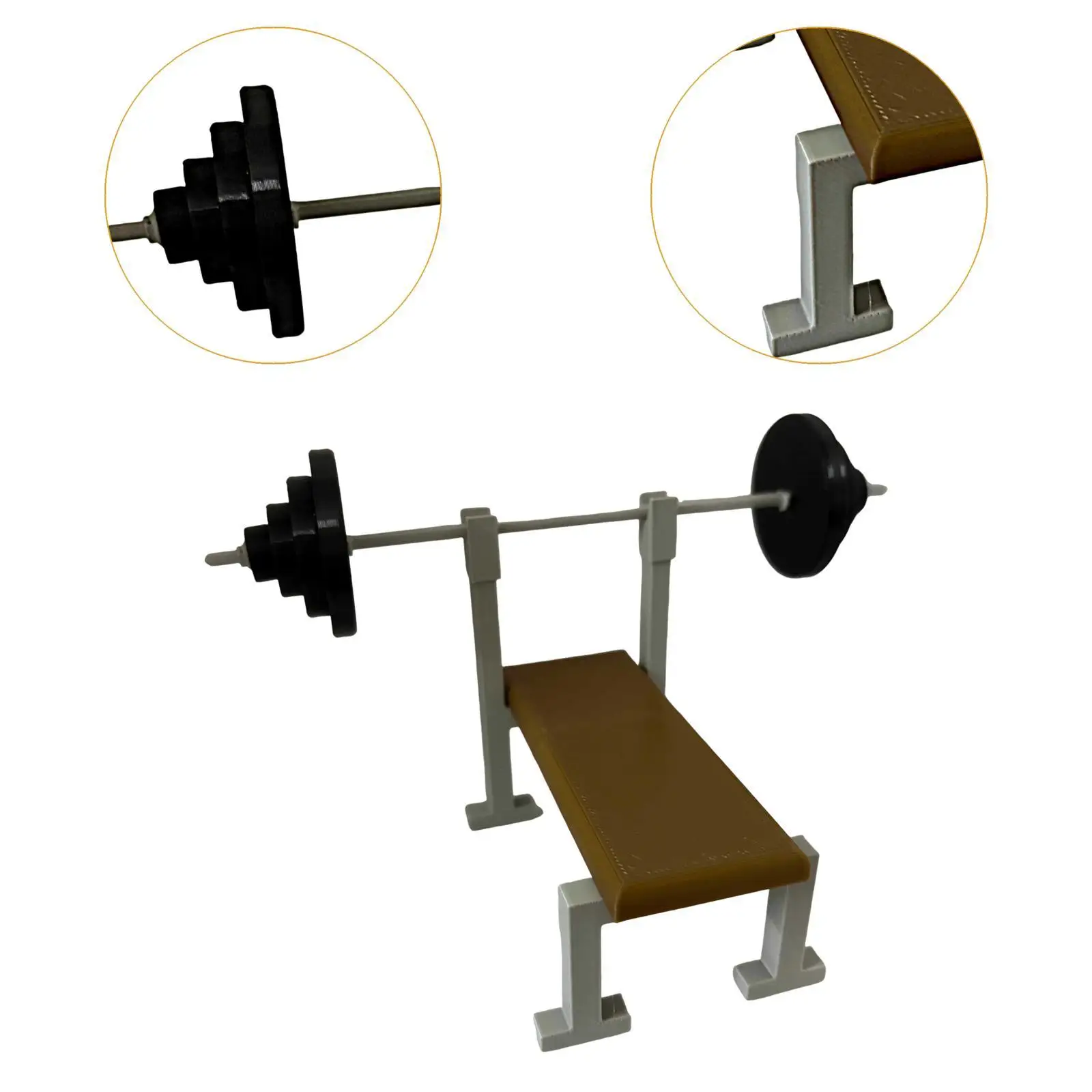 1:12Scale Barbell Rack Flat Bench Model Sports Equipment Realistic Sturdy Creative Miniature for Photo Props Micro Scene