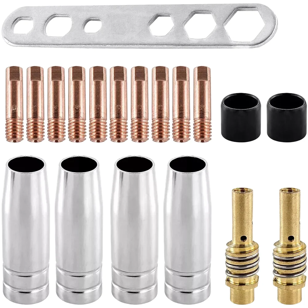 19 Piece Welding Nozzle Set Welding Tool Copper for mig for contact Tips for versatile Applications M6-0.8mm Size Accurate Bead