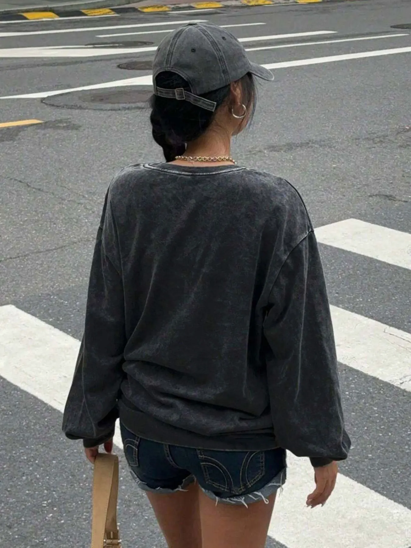 Racing car pattern unisex wash distressed sweatshirt, Y2K women washed sweatshirt, spring season top.